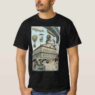 Vintage Science Fiction, Victorian Steam Punk Stad Tee Shirt