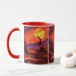 Vintage Science fiction Volcano Planet w Red Lava Mugg<br><div class="desc">Vintage illustrerar planeterna Science fiction och rymden i futuristiska. Ett 50-tal sci om tecknad bok-design med en röd eldplanet täckt av hett smälter lava från exploderande vulkaner från framtiden. En ljus gult sol ligger i den röda himlar.</div>
