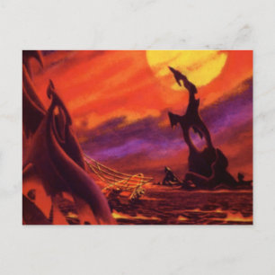 Vintage Science fiction Volcano Planet w Red Lava Vykort