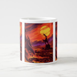 Vintage Science Fiction Vulkanplanet med röd lava Jumbo Mugg