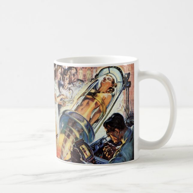 Vintage Science fiction, Woman Lab Experiment Kaffemugg (Höger)