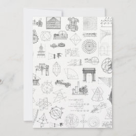 Vintage Science Illustrations Black White Mönster Kort