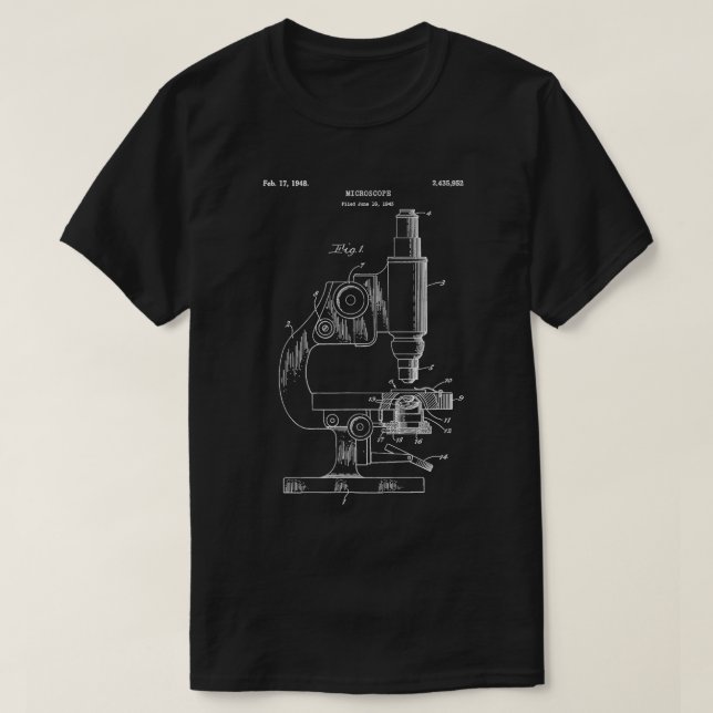Vintage Science Microscope Blueprint Scientist T Shirt (Design framsida)
