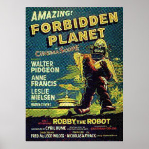 Vintage Scifi Movie Forbidden Planet Robot Poster