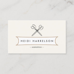 VINTAGE SCISSORS LOGOTYP for Seamstress, Crafters Visitkort