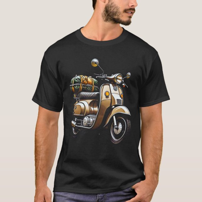 Vintage Scooter Adventure – Retro Rider T-Shirt (Framsida)