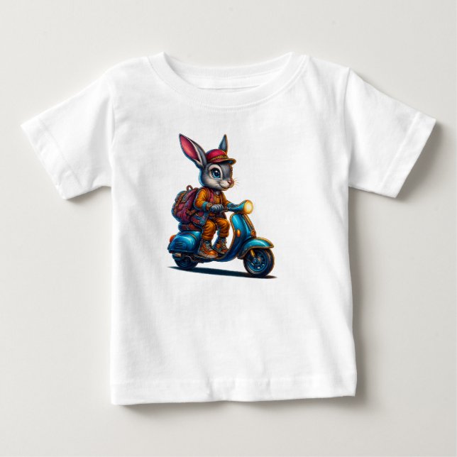 Vintage Scooter Bunny Kids T-Shirt  (Framsida)