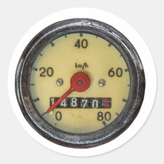Vintage Scooter Speedometer Runt Klistermärke