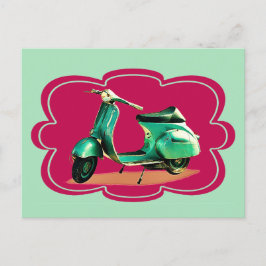 Vintage Scooter Vintage Färg Vykort