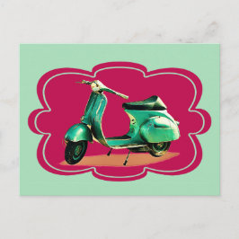 Vintage Scooter Vintage Färg Vykort