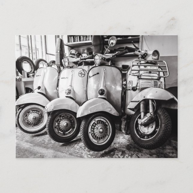 Vintage Scooter vykort | Gamla skotrar | Paris (Framsida)