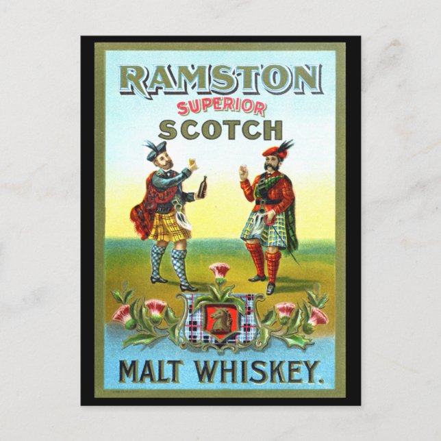 Vintage Scotch Whiskey LABEL Vykort (Framsida)