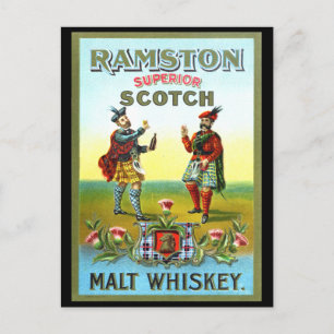 Vintage Scotch Whisky ETIKETT Vykort
