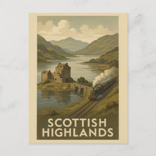 Vintage Scotland Highlands Castle Travel Vykort