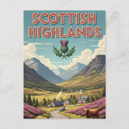 Vintage Scotland Highlands Travel Vykort