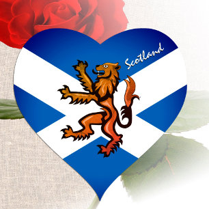 Vintage Scotland, Rampant, Patriotic Scottish Flag Hjärtformat Klistermärke