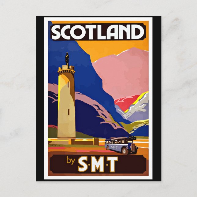 Vintage Scotland Travel Poster Vykort (Framsida)