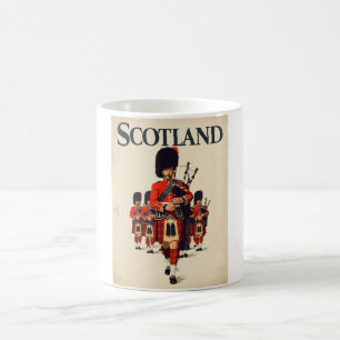 Vintage Scotland Travel - Retro Scottish Bagpiper Kaffemugg