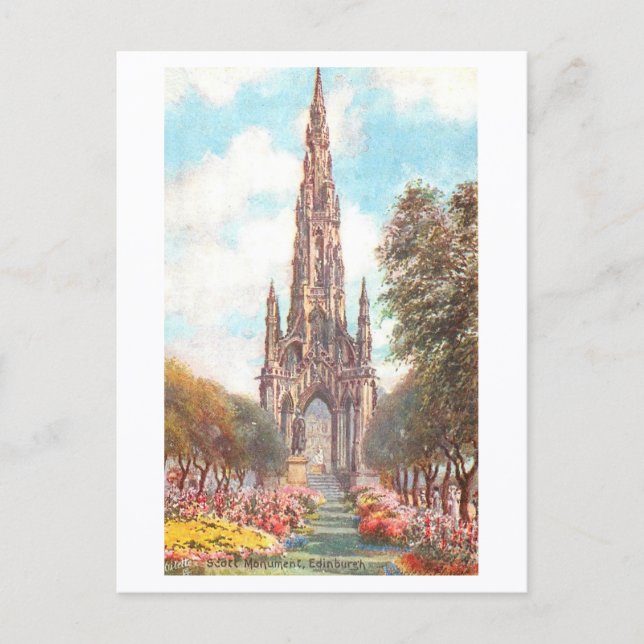 Vintage Scott Monument, Edinburgh, Skottland Vykort (Framsida)