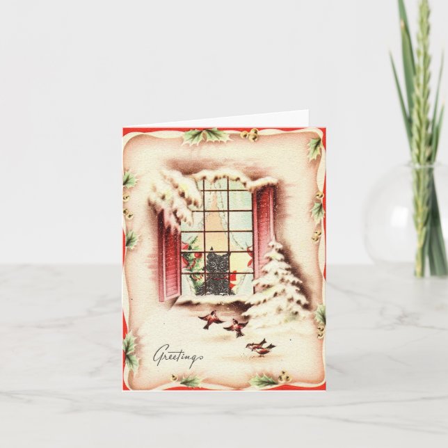 Vintage Scottie i Windows-julkortet Kort (Framsida)