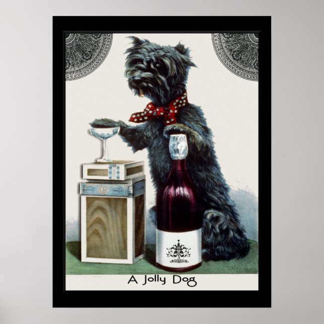 Vintage Scottie with Champagne Poster (Framsidan)