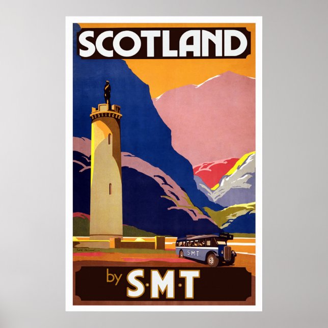 Vintage Scottish Buss Travel Poster (Framsidan)