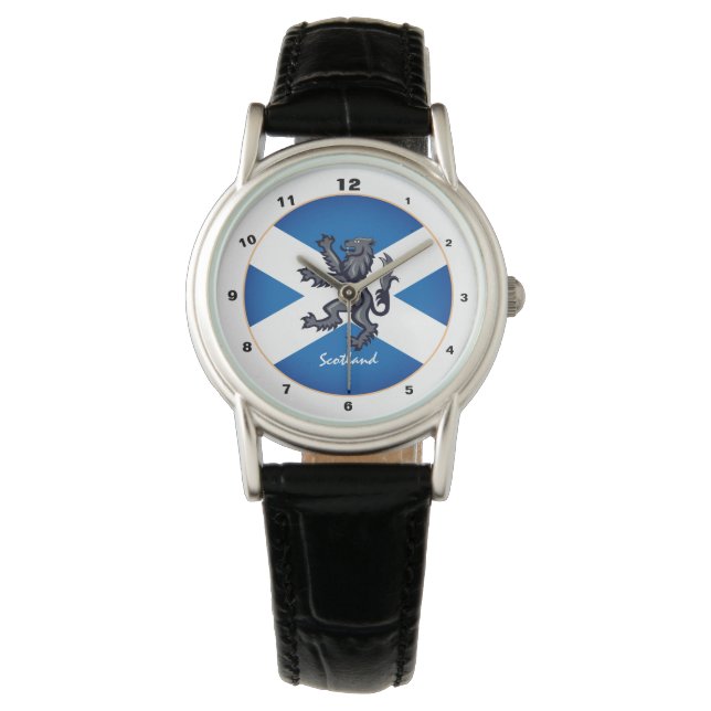 Vintage Scottish Flagga, Lejon & Scotland/mode Armbandsur (Framsida)