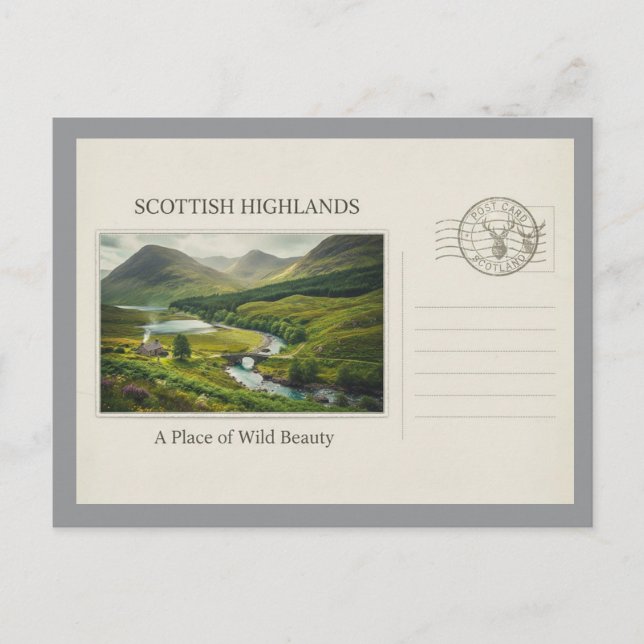 Vintage Scottish Highlands Nature Postcard Vykort (Framsida)