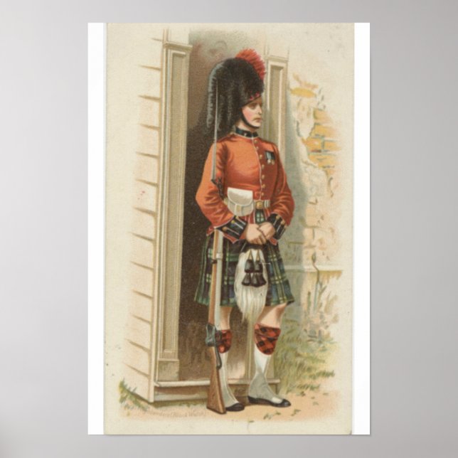 Vintage "Scottish soldat" "Arbuckle Bros-kaffe" Poster (Framsidan)