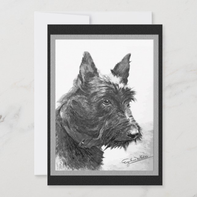 Vintage Scottish Terrier art Inbjudningar (Framsida)