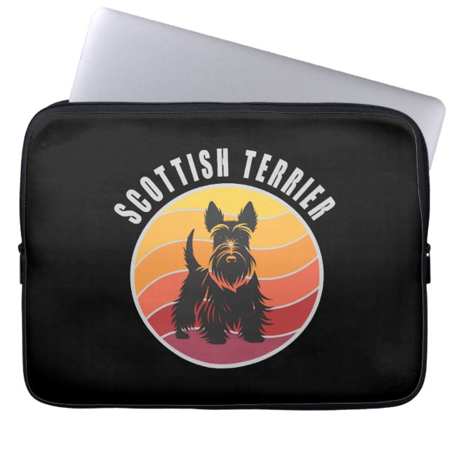 Vintage Scottish Terrier Sunset Laptop Fodral (Framsidan)
