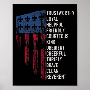 Vintage Scoutingspresent Amerikansk Flagga Scoutin Poster