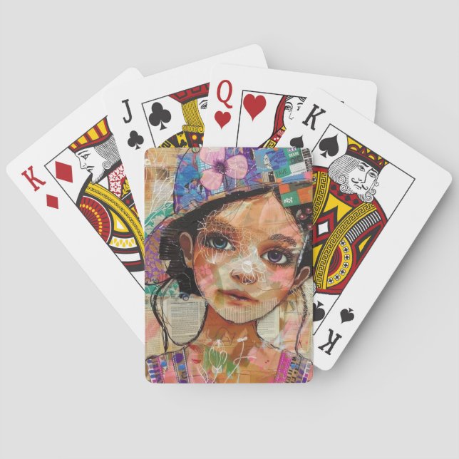 Vintage Scrapbook Collage Ansikte (1) Casinokort (Baksidan)