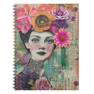 Vintage Scrapbook Collage Ansikte (5) Anteckningsbok