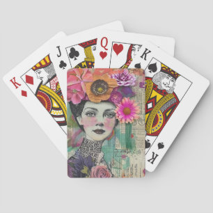 Vintage Scrapbook Collage Ansikte (5) Casinokort