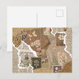 Vintage Scrapbook Collage Antika Efemera Estetik Vykort
