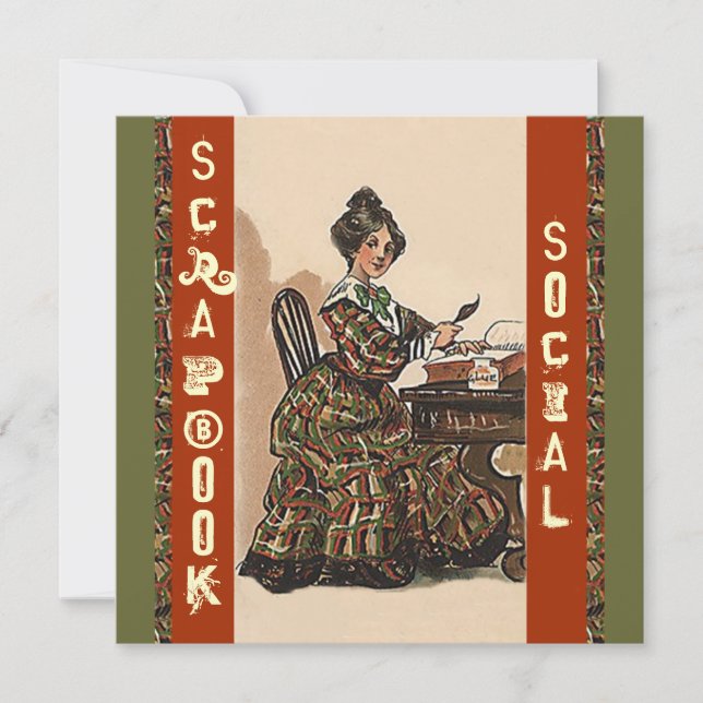 Vintage Scrapbooking Inbjudan Party Social (Framsida)
