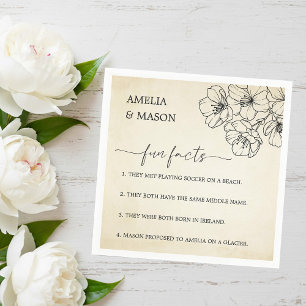 Vintage Script Blommiga Roliga Fakta Bröllop Pappersservett