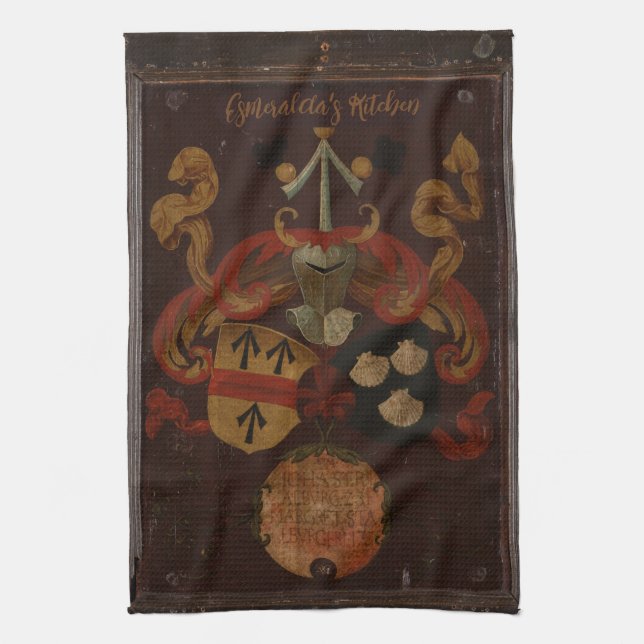 Vintage Script Familjerecept Namn Kökshandduk (Vertikal)