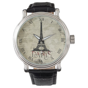 Vintage Script i Paris, Eiffel Torn Armbandsur