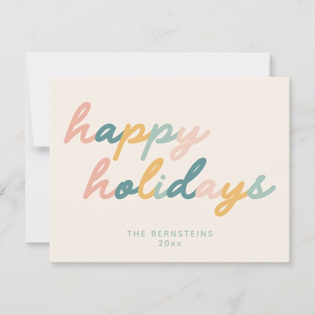 Vintage Script Pastell God Jul Personlig Julkort (Framsida)