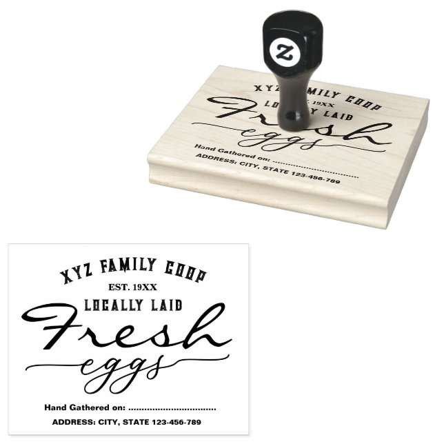 Vintage script Personalized egg carton stamp Stämpel (Stämplad)