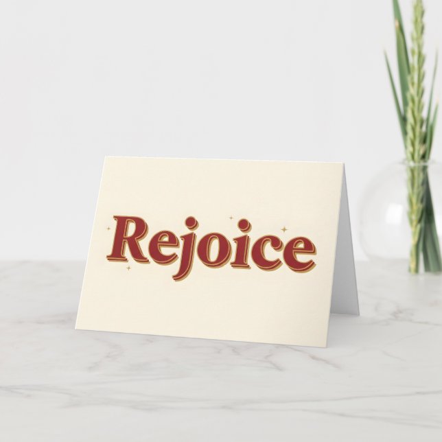 Vintage Script Rejoice Jul Helgkort (Framsida)