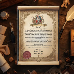 Vintage Scroll Santa Brev Mall
