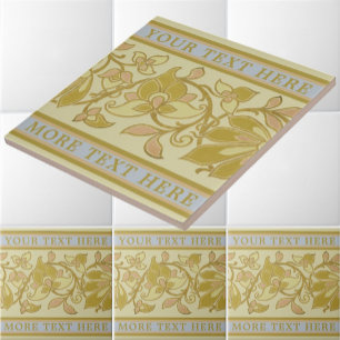 Vintage Scrolling Foliage Blommigt Freze-mall Kakelplatta