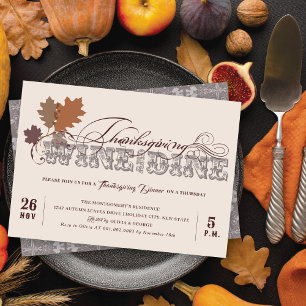 Vintage Scrolls Vin och Dine Thanksgiving Middag Inbjudningar