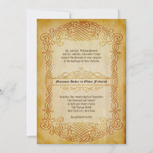 Vintage Scrollsar Ornate Ram Gamla Pappra Bröllop Inbjudningar