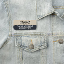 Vintage Scrollwork Tan Blå Namnskylt