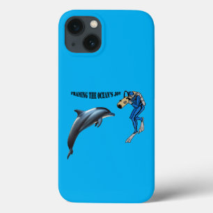 Vintage SCUBA Diver Fotografi av ett Dolphin URM