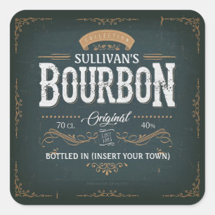 Vintage Se ADD NAMN American Bourbon Whiskey Pub Fyrkantigt Klistermärke